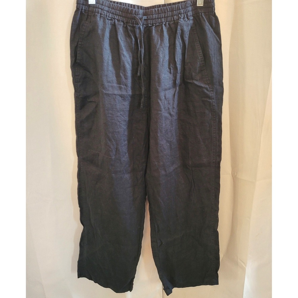 Banana Republic Womens Linen Pants Medium Drawstring Elastic Waist Coastal 21607
